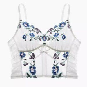 White floral Embroidered Bustier - 36 A/B